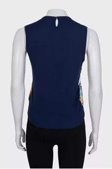T-shirt with a silk insert in a floral print