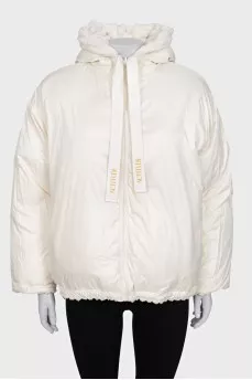 White double-sided zippered down jacket