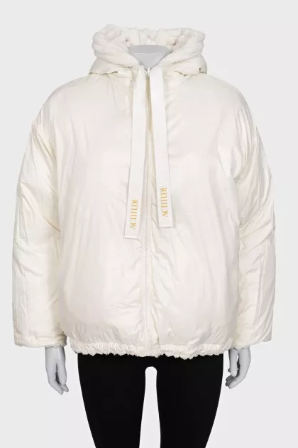 White double-sided zippered down jacket