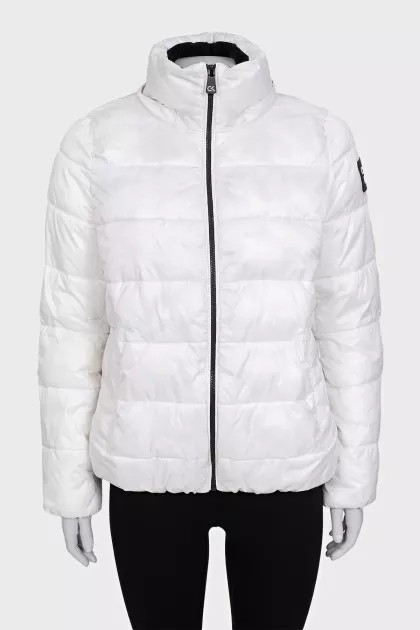 White jacket with brand logo