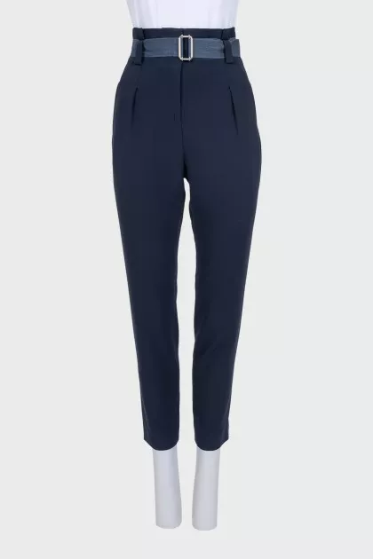 High-waist tapered trousers with a belt