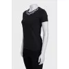 Black T-shirt with embroidery element