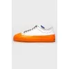White-orange sneakers with laces