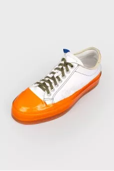 White-orange sneakers with laces