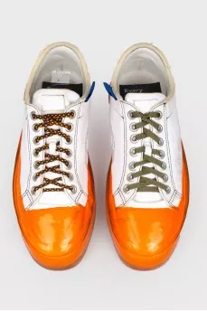 White-orange sneakers with laces