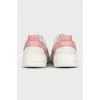 White leather sneakers with pink inserts