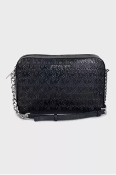 Black embossed crossbody bag
