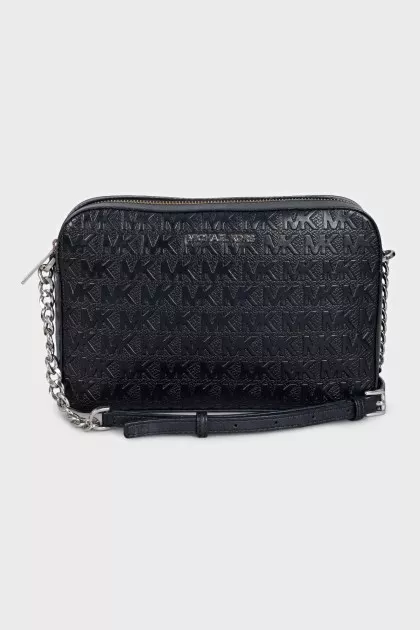 Black embossed crossbody bag