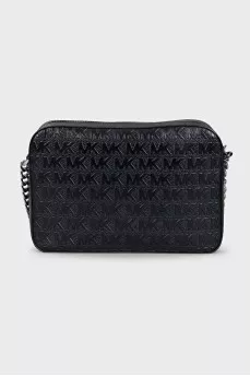 Black embossed crossbody bag
