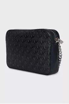 Black embossed crossbody bag