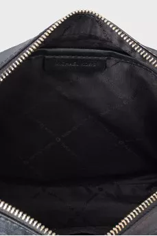 Black embossed crossbody bag