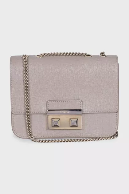 Leather crossbody bag with chain