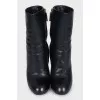 Leather ankle boots with a round toe heel