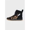 Animal print suede high-top sneakers