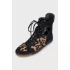 Animal print suede high-top sneakers