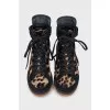 Animal print suede high-top sneakers