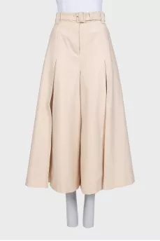 Beige wide-leg trousers with tag