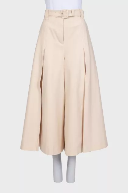 Beige wide-leg trousers with tag