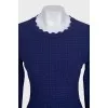 Blue fitted dress with long sleeves