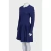 Blue fitted dress with long sleeves