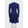 Blue fitted dress with long sleeves