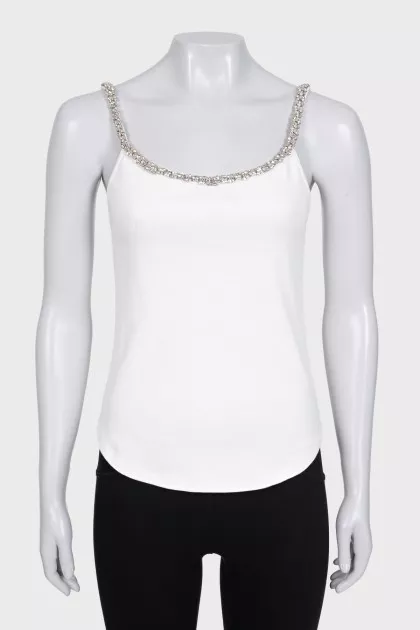 White tank top with decorated top