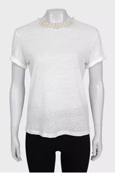 White linen t-shirt with tag