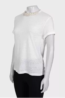 White linen t-shirt with tag