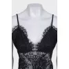 Black lace bodysuit with tag