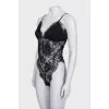 Black lace bodysuit with tag