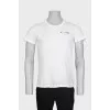 Men's white T-shirt with a signature print