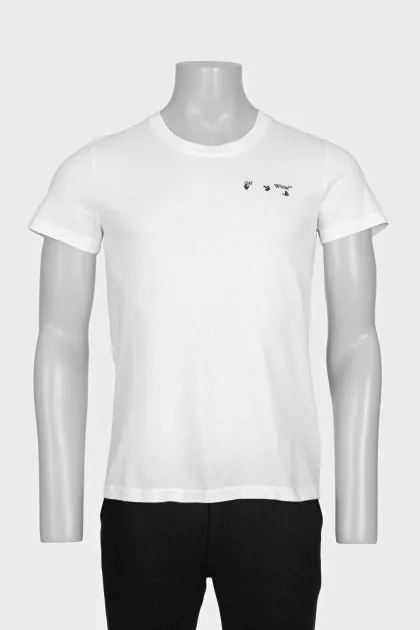 Men's white T-shirt with a signature print
