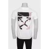 Men's white T-shirt with a signature print