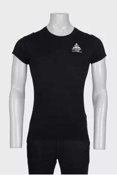 Men's black T-shirt with logo on the back