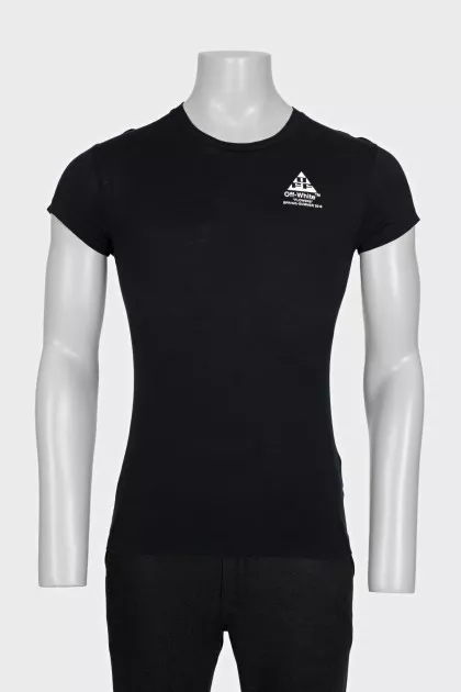 Men's black T-shirt with logo on the back