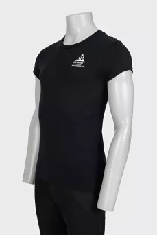 Men's black T-shirt with logo on the back