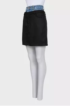 Black skirt with a jeans belt and tag
