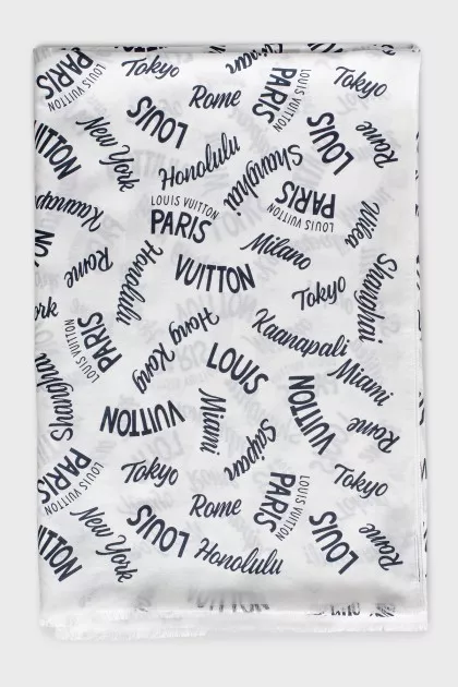 White scarf with signature print