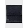 Black wool scarf with a 3D print
