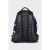Men's blue backpack with military print