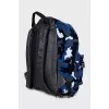Men's blue backpack with military print