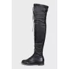 Black lace-up over-the-knee boots