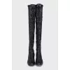 Black lace-up over-the-knee boots