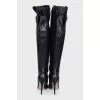 Leather over-the-knee boots with bows
