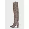 Over-the-knee boots with striped print