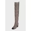 Over-the-knee boots with striped print