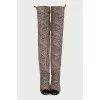 Over-the-knee boots with striped print