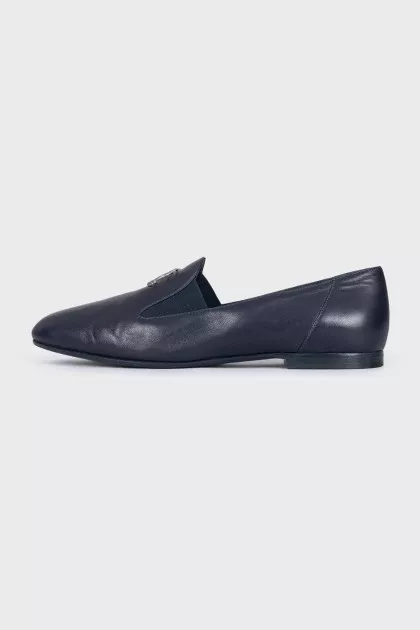 Leather ballet flats with elastic bands and logo