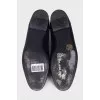 Leather ballet flats with elastic bands and logo