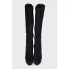 Black suede stiletto boots